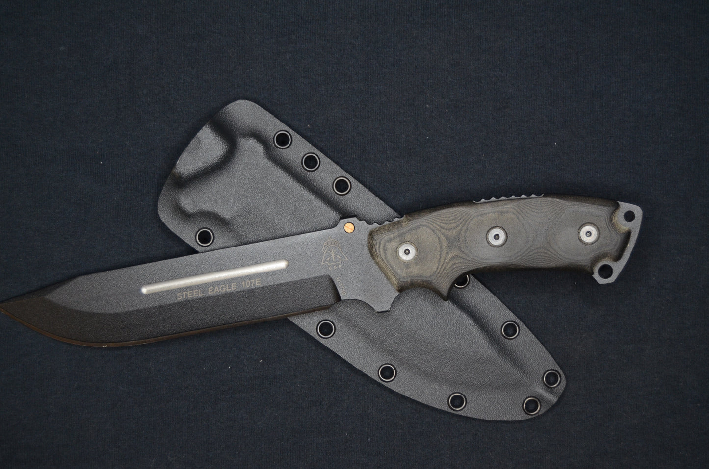 TOPS KNIVES STEEL EAGLE 107E BLACK CUSTOM KYDEX SHEATH BY RED HILL SHEATHS