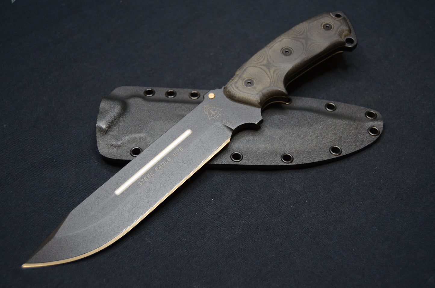 TOPS KNIVES STEEL EAGLE 107E BLACK CUSTOM KYDEX SHEATH BY RED HILL SHEATHS