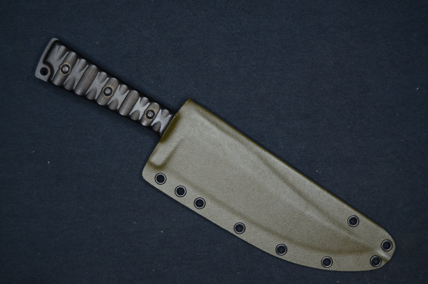 TOPS KNIVES PRATHER WAR BOWIE FOLD-OVER OD GREEN CUSTOM KYDEX SHEATH BY RED HILL SHEATHS