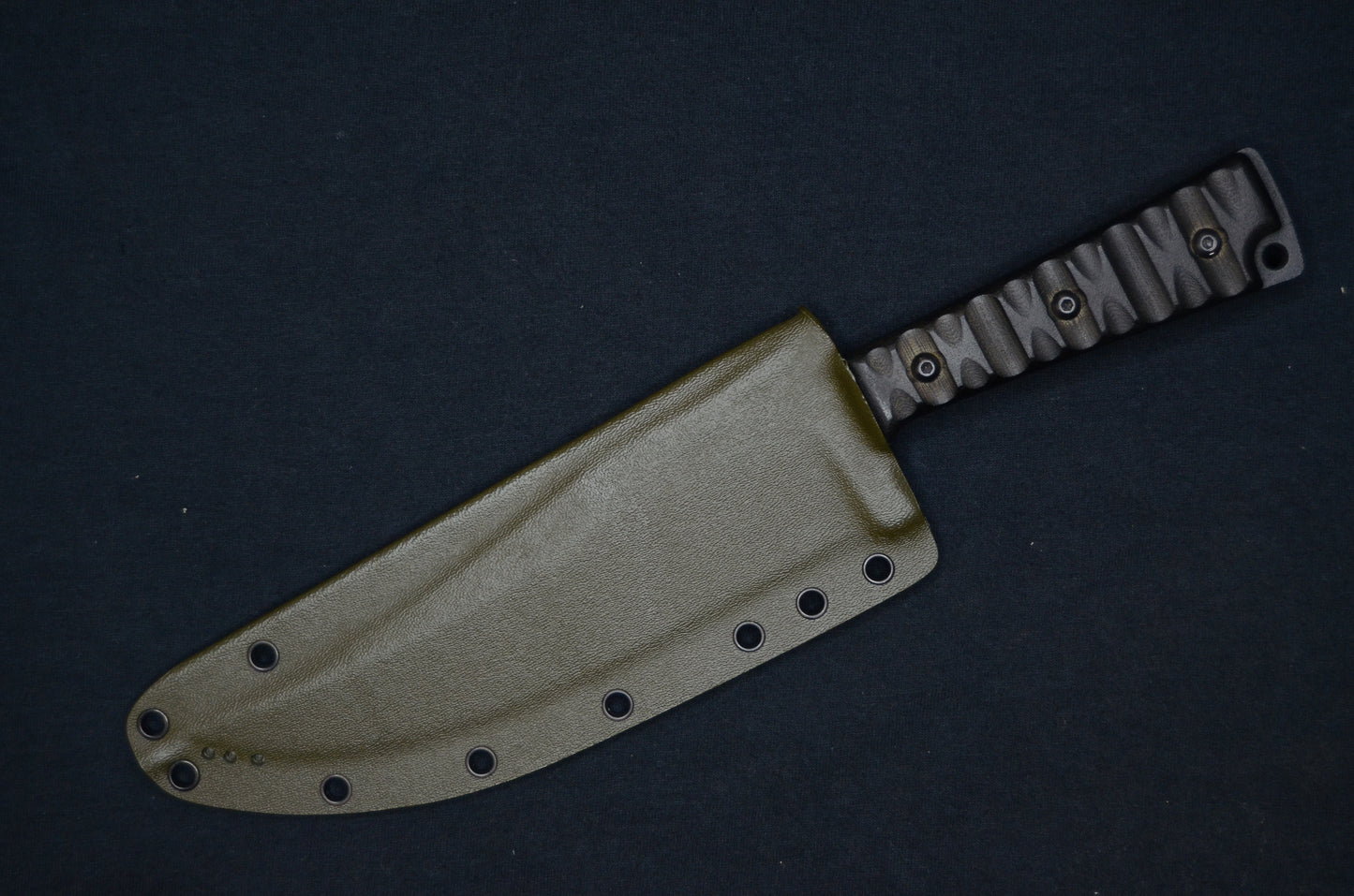 TOPS KNIVES PRATHER WAR BOWIE FOLD-OVER OD GREEN CUSTOM KYDEX SHEATH BY RED HILL SHEATHS