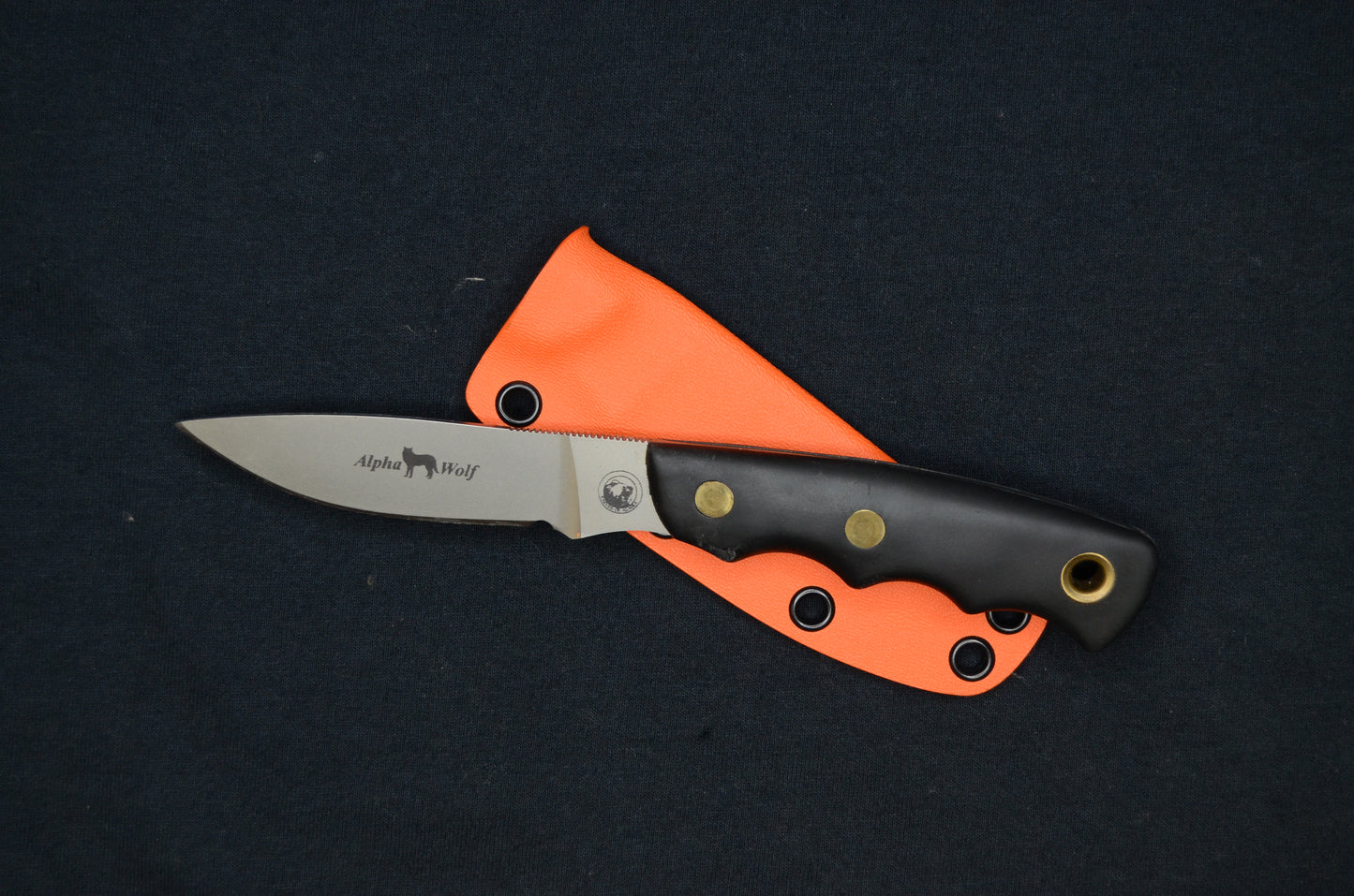 KNIVES OF ALASKA ALPHA WOLF CUSTOM HUNTERS ORANGE FOLD-OVER KYDEX SHEATH BY RED HILL SHEATHS
