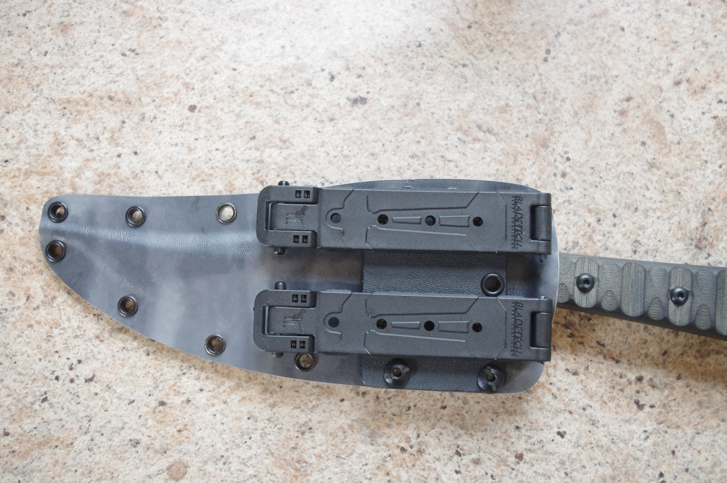 TOPS KNIVES PRATHER WAR BOWIE CUSTOM KYDEX SHEATH WITH DOUBLE MOLLE LOKS, AND "D" RING DANGLER (KNIFE NOT INCLUDED)