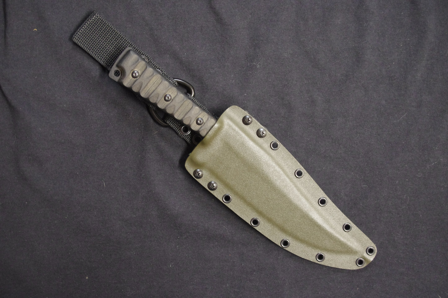TOPS KNIVES PRATHER WAR BOWIE CUSTOM KYDEX SHEATH WITH DOUBLE MOLLE LOKS, AND "D" RING DANGLER (KNIFE NOT INCLUDED)