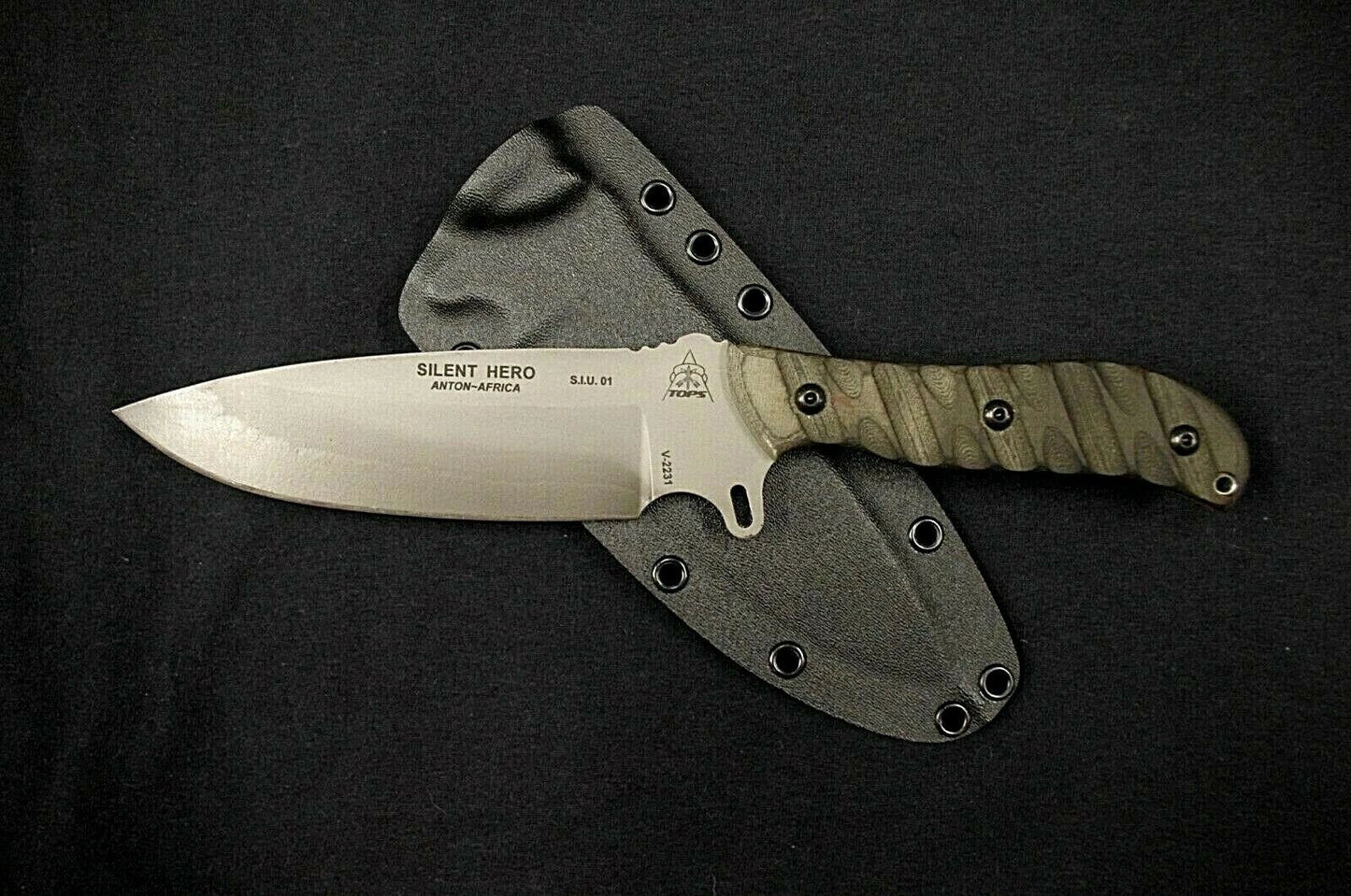 TOPS KNIVES SILENT HERO BLACK RED HILL CUSTOM KYDEX SHEATH (KNIFE NOT INCLUDED)