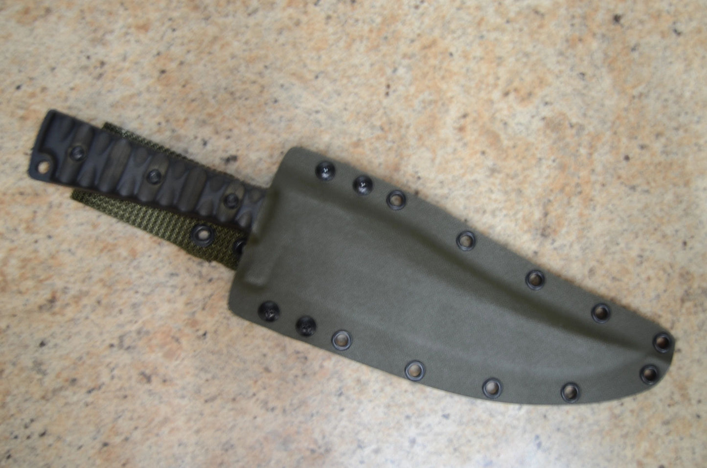 TOPS KNIVES PRATHER WAR BOWIE OD GREEN CUSTOM KYDEX SHEATH W/ 2" BELT LOOP BY RED HILL SHEATHS