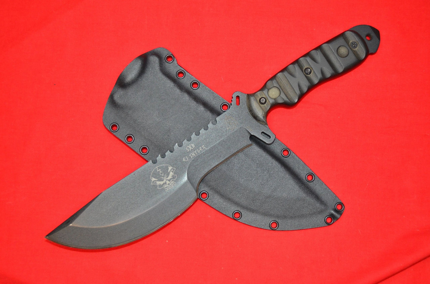 TOPS KNIVES SXB SKULLCRUSHER X-TREME BLADE CUSTOM KYDEX SHEATH BY RED HILL SHEATHS