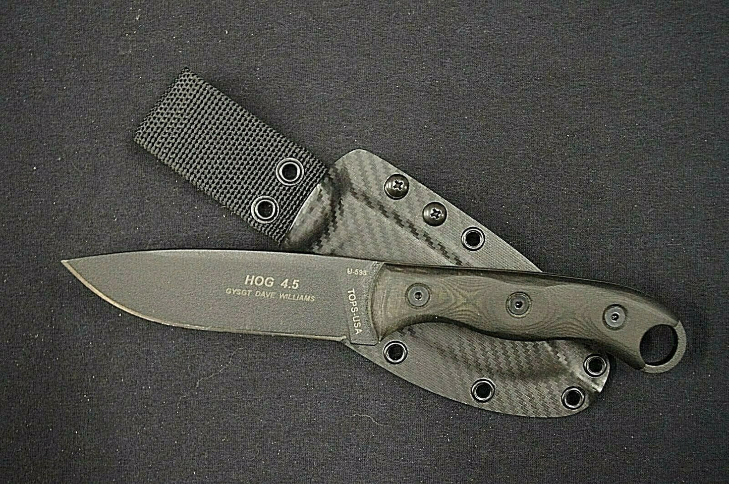 TOPS KNIVES HOG 4.5 CARBON FIBER KYDEX SHEATH W/2" CUSTOM NYLON BELT LOOP BY RED HILL SHEATHS *NO KNIFE*