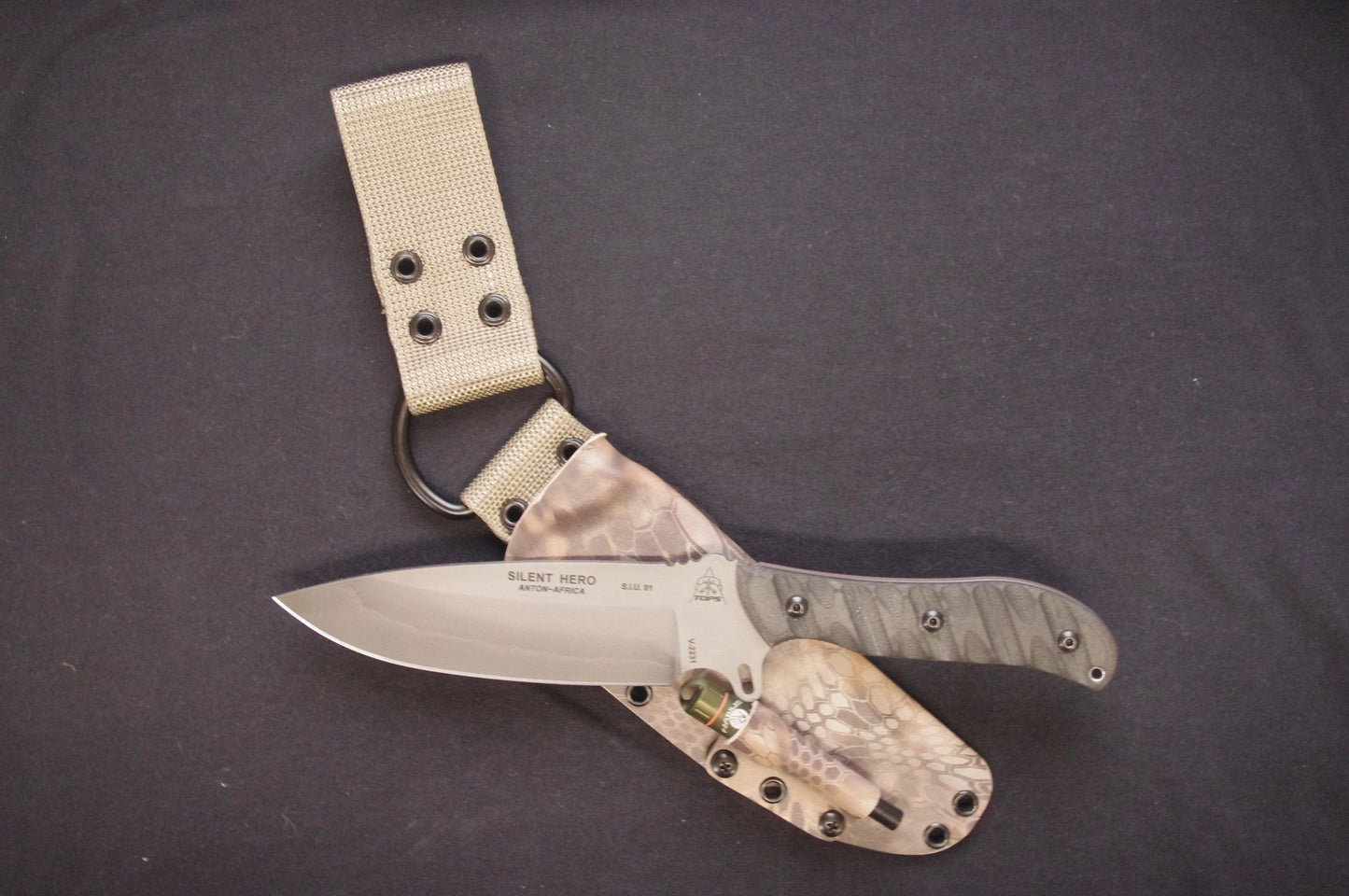 CUSTOM-MADE NYLON "D" RING DANGLER WITH 2" BELT LOOP ON CUSTOM MOUNTING PLATE