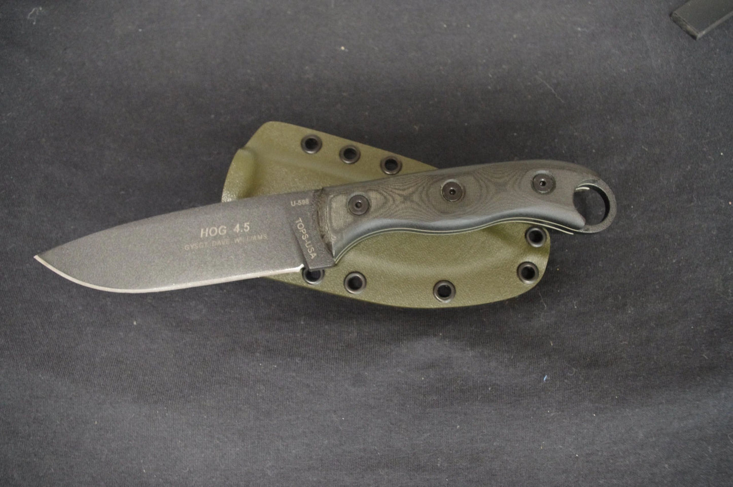 TOPS HOG 4.5 CUSTOM .093 OD GREEN SHEATH W/ TEK-LOK BY RED HILL SHEATHS **NO KNIFE*