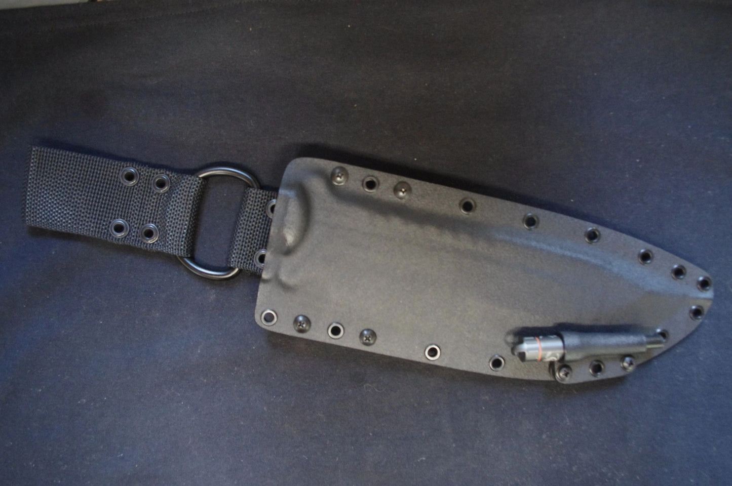 CUSTOM-MADE NYLON "D" RING DANGLER WITH 2" BELT LOOP ON CUSTOM MOUNTING PLATE
