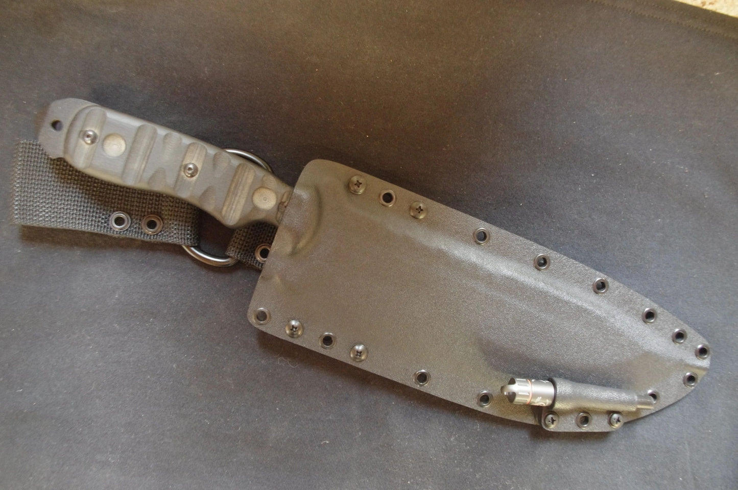 CUSTOM-MADE NYLON "D" RING DANGLER WITH 2" BELT LOOP ON CUSTOM MOUNTING PLATE
