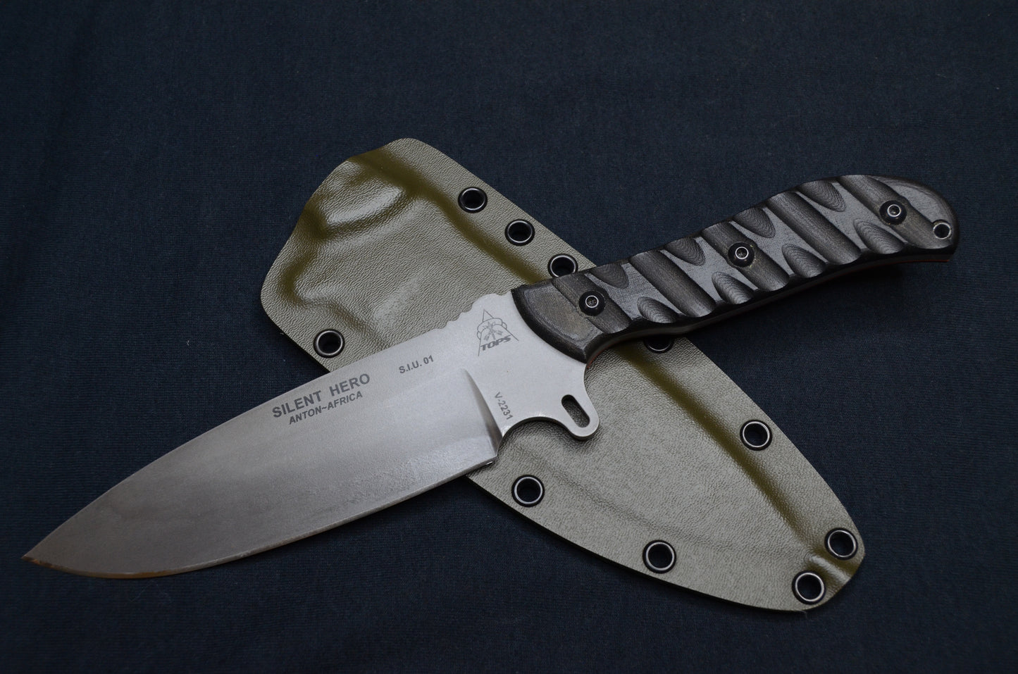 TOPS KNIVES SILENT HERO OD GREEN RED HILL CUSTOM KYDEX SHEATH (KNIFE NOT INCLUDED)