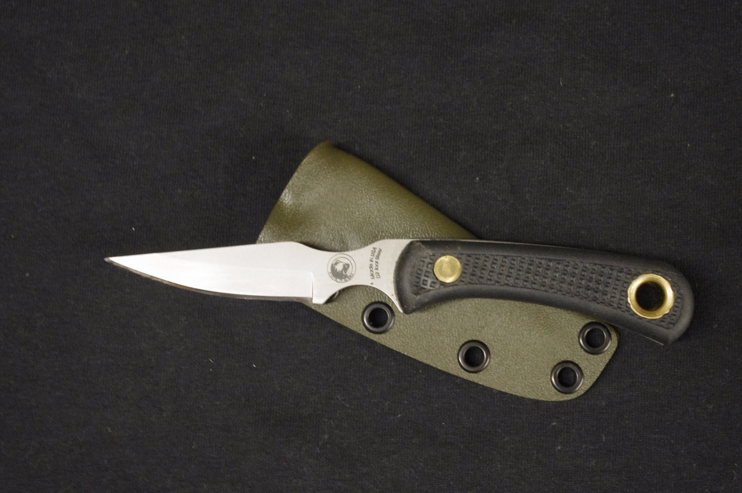 KNIVES OF ALASKA CUB BEAR CUSTOM OD GREEN FOLD-OVER KYDEX SHEATH BY RED HILL SHEATHS