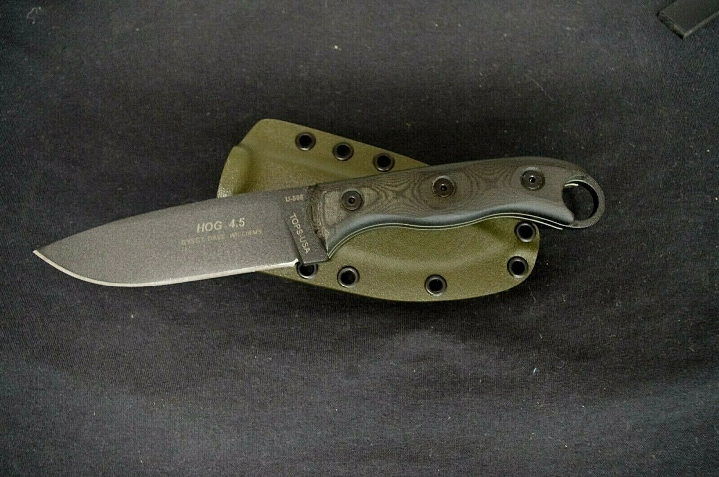 TOPS KNIVES HOG 4.5 CUSTOM .093 OD GREEN KYDEX SHEATH BY RED HILL SHEATHS **KNIFE NOT INCLUDED**
