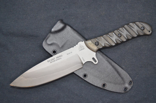 TOPS KNIVES SILENT HERO BLACK FOLD OVER CUSTOM KYDEX SHEATH BY RED HILL SHEATHS