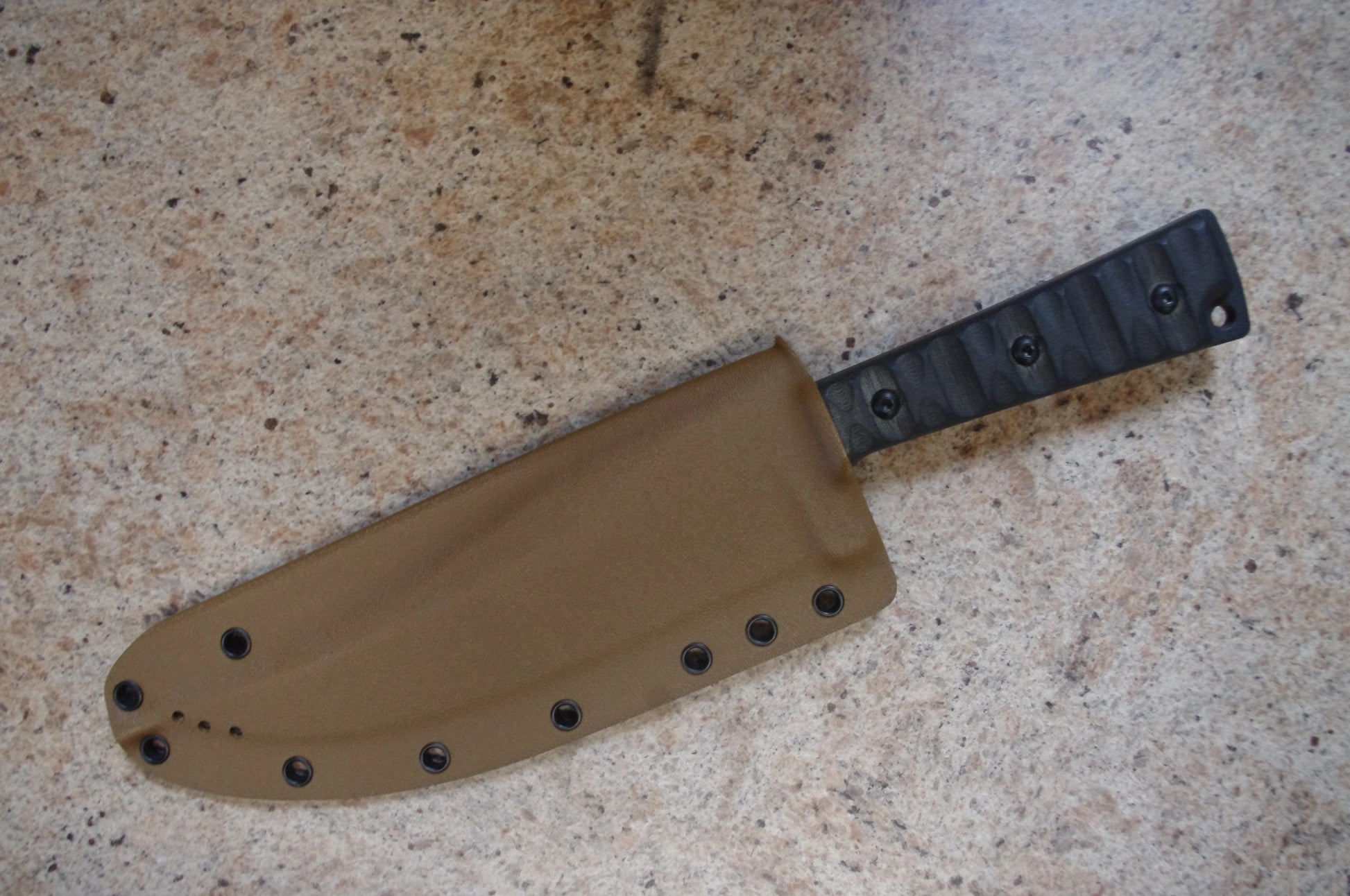 TOPS KNIVES PRATHER WAR BOWIE COYOTE BROWN CUSTOM KYDEX SHEATH W/ DOUBLE MOLLE LOKS BY RED HILL SHEATHS