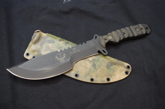 TOPS KNIVES SXB SKULLCRUSHER X-TREME BLADE CUSTOM A-TACS FG KYDEX SHEATH BY RED HILL SHEATHS